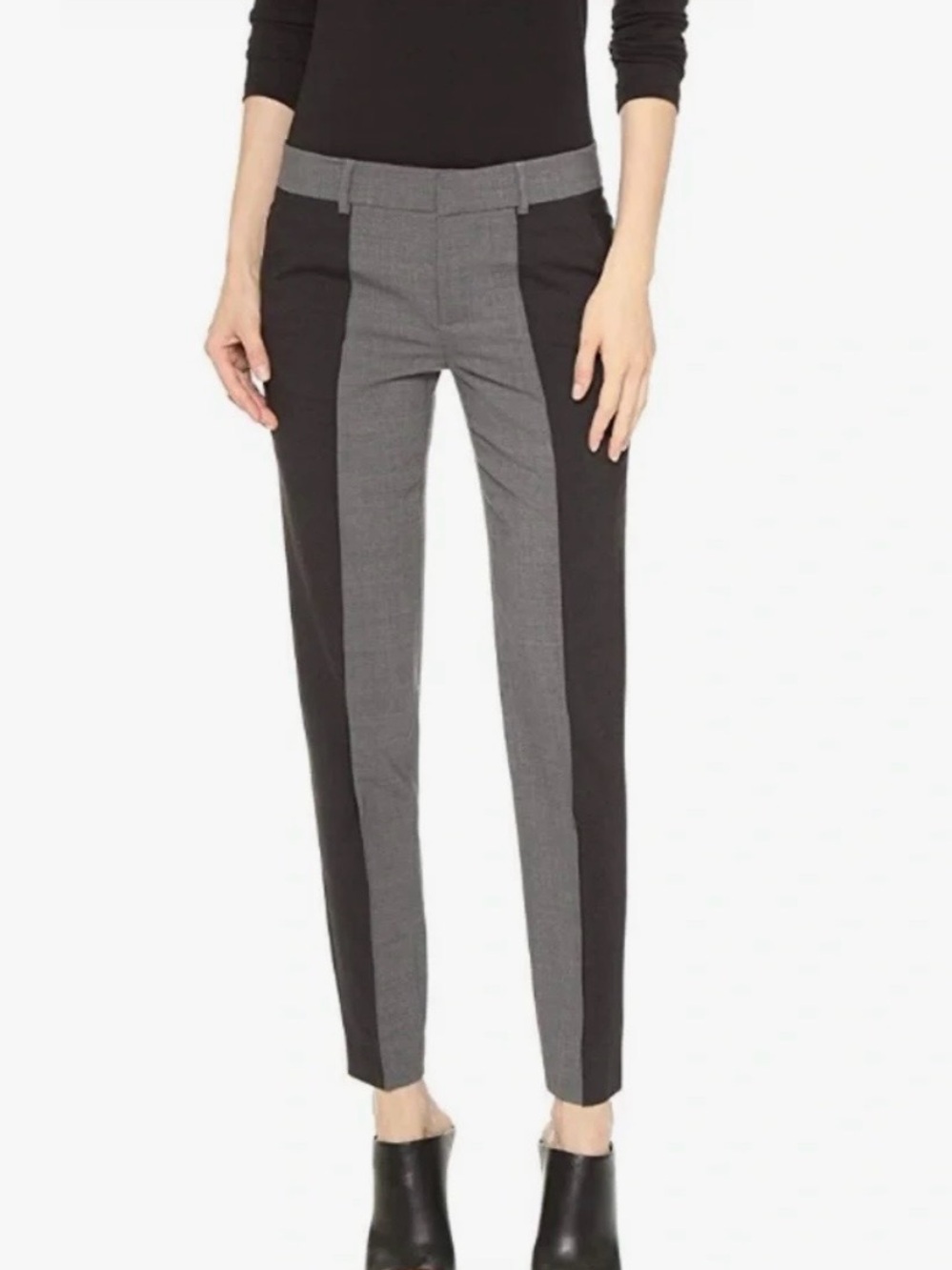 Vince Two-Tone Black & Gray Tailored Trousers